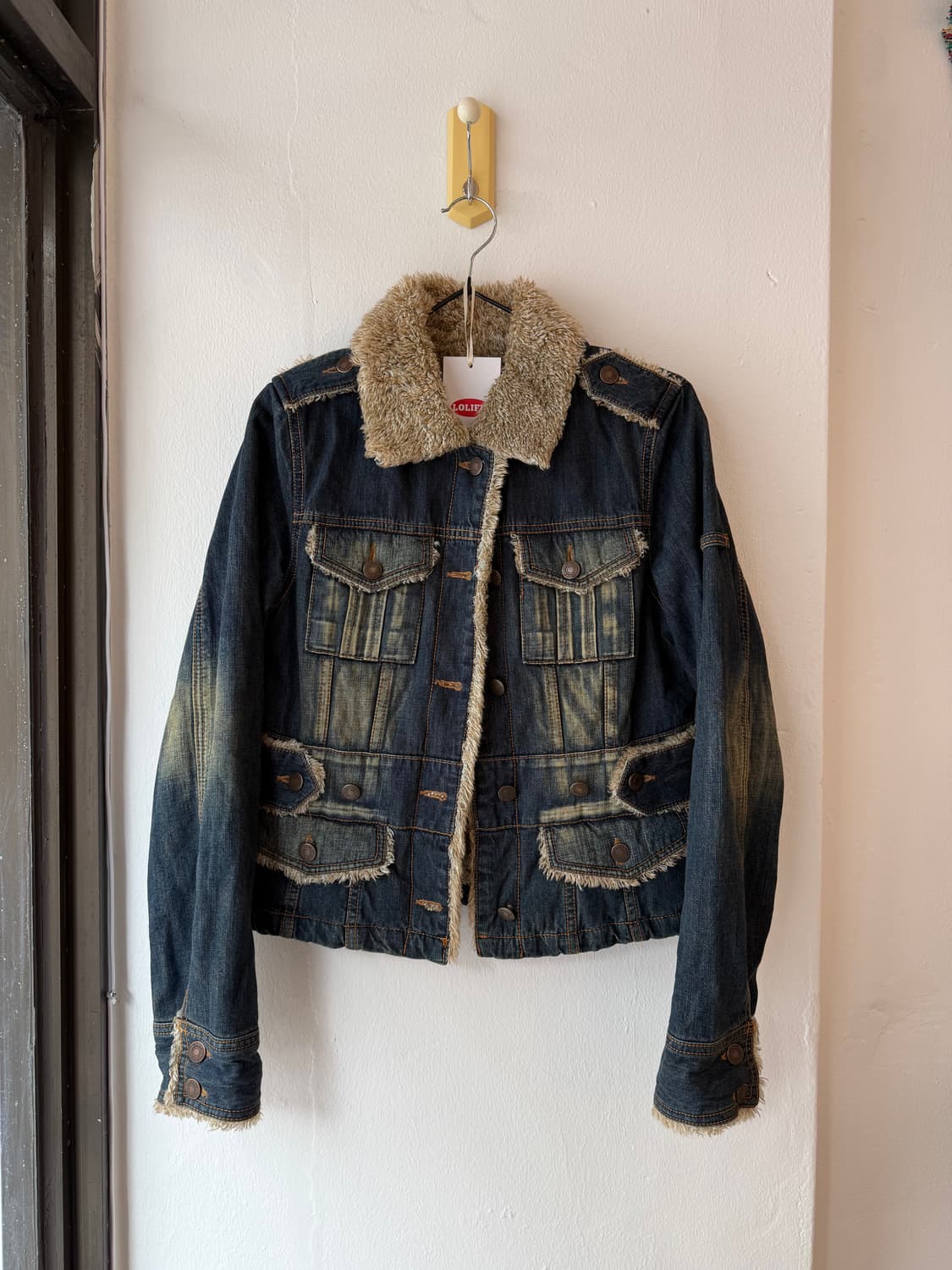 [L] UVEEX Vintage FUR DENIM JACKET 상품이미지1
