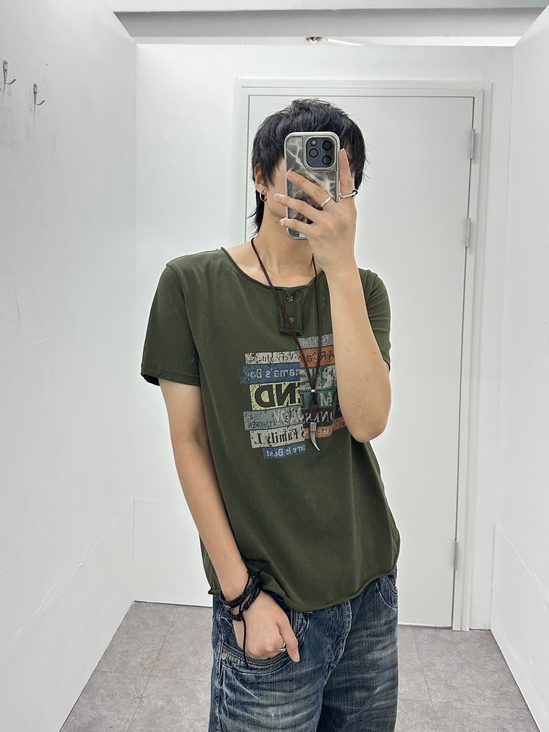 Vintage 헨리넥 반팔 상품이미지1