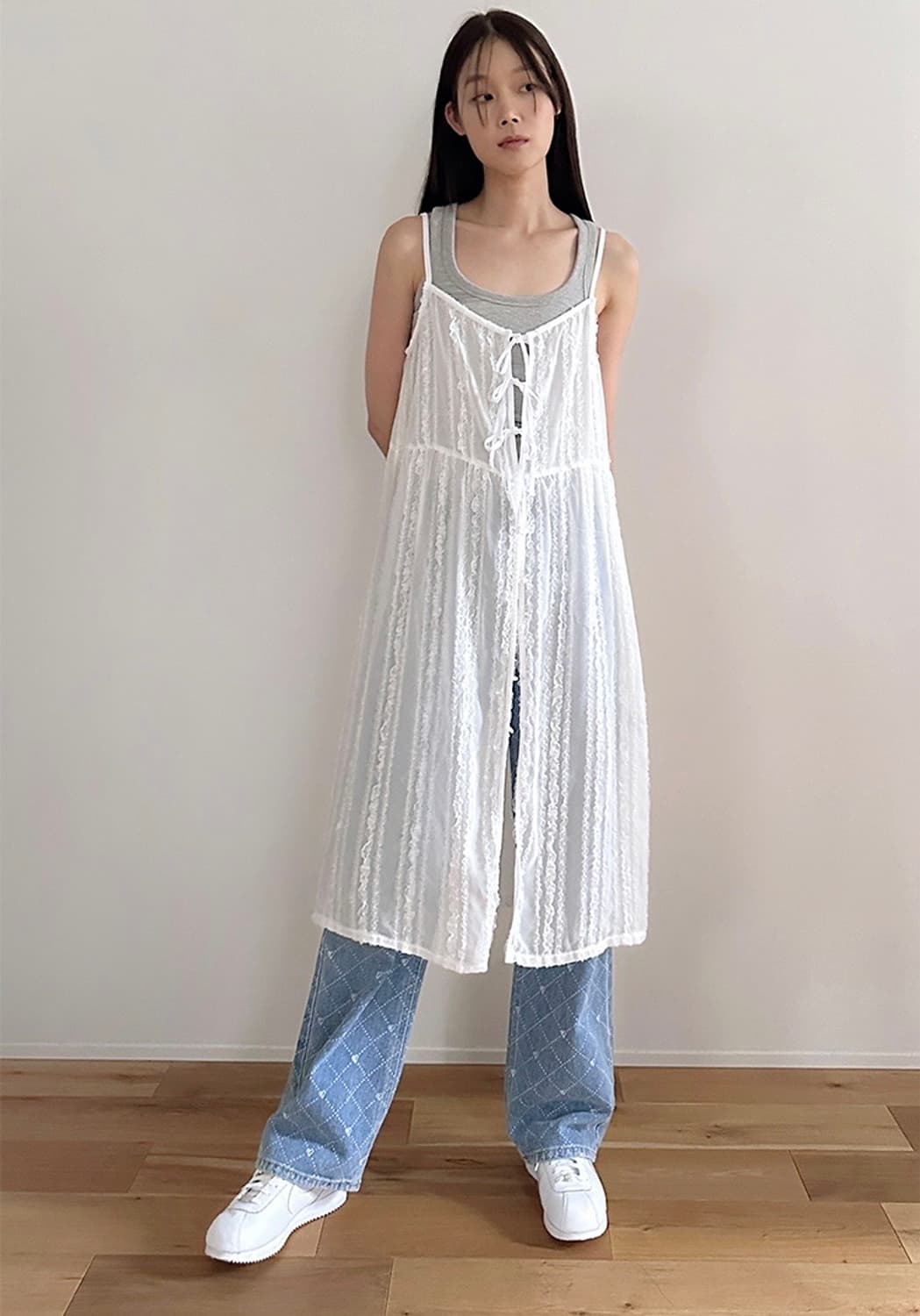 마가린핑거스 레이스 으릴 시스루 레이어드 슬립 롱 원피스 F 상품이미지3