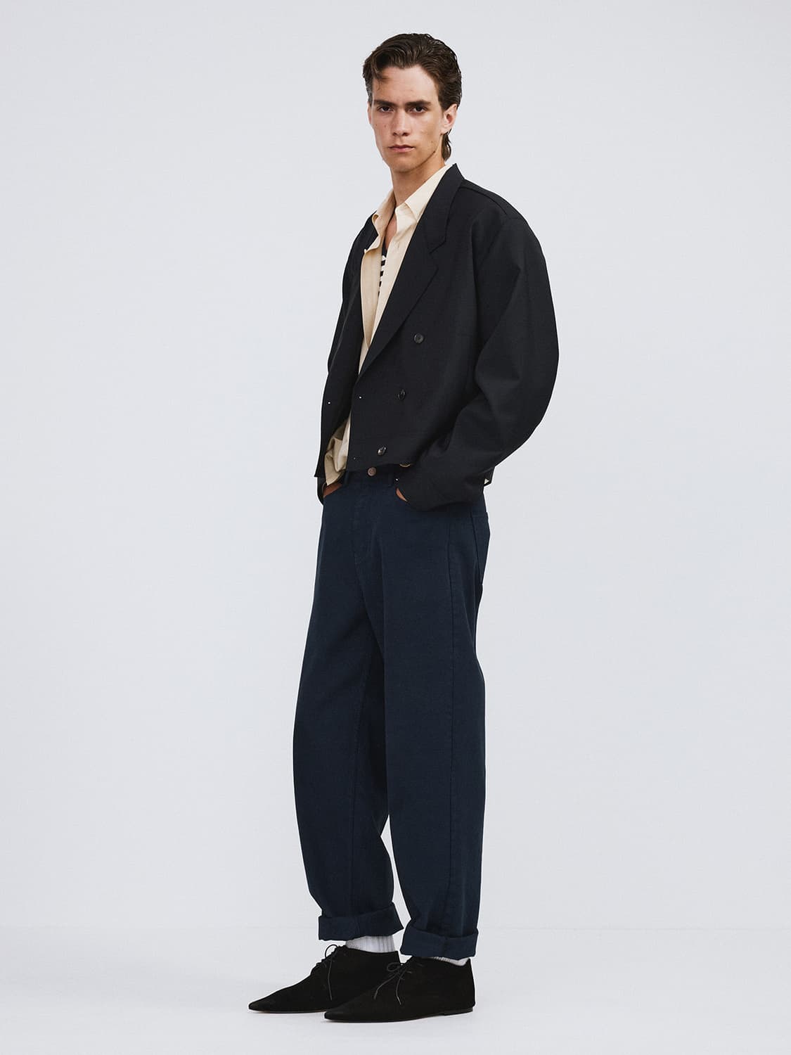 렉토 26SS 더블 브레스티드 숏 점퍼 자켓 다크 네이비 상품이미지3