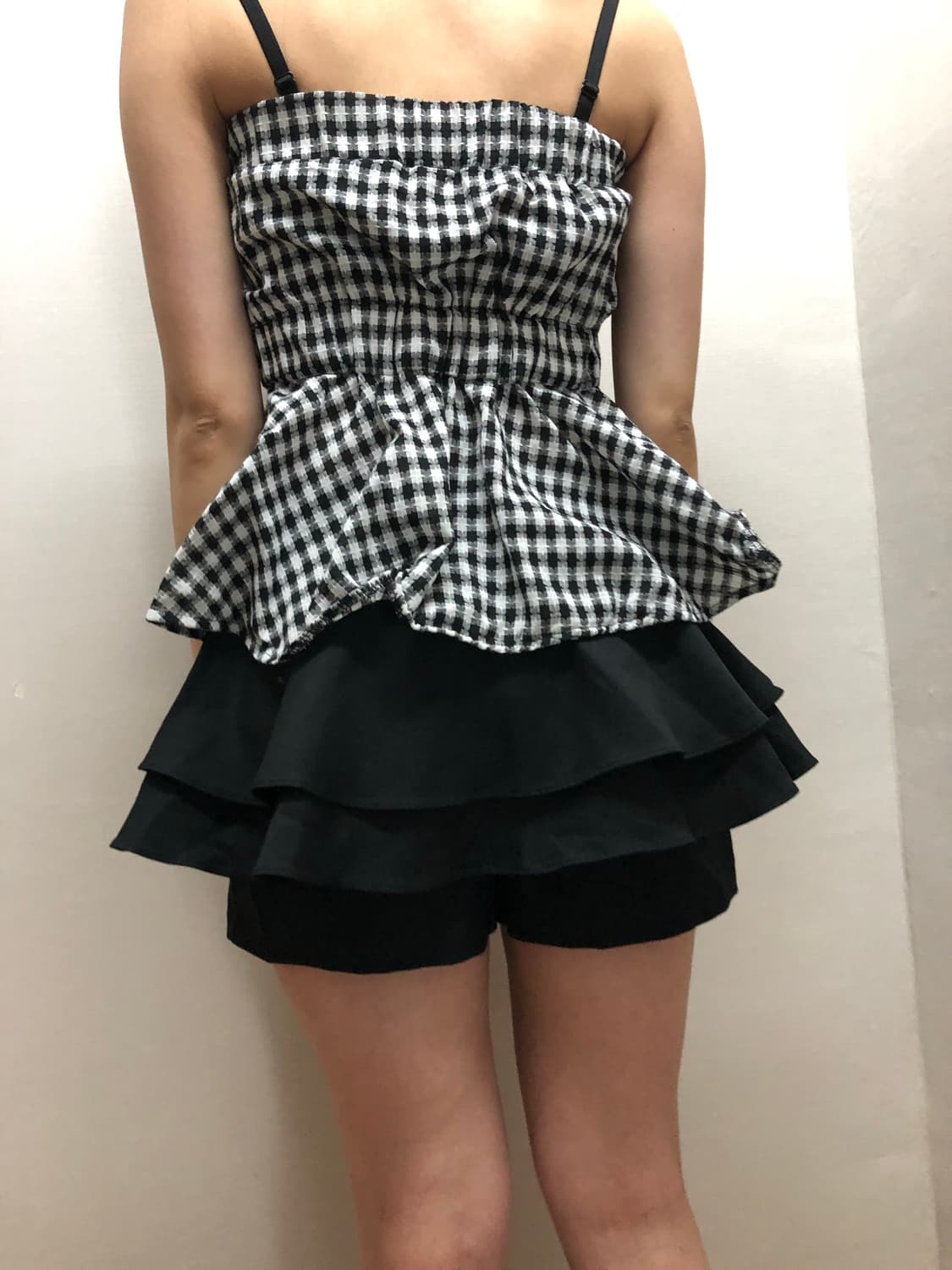 빈티지 블랙 체크 프릴 탑 상품이미지8