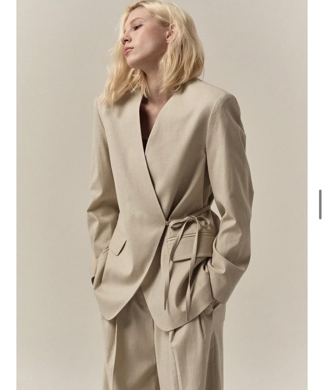 토보드 린넨 노카라 자켓 상품이미지1