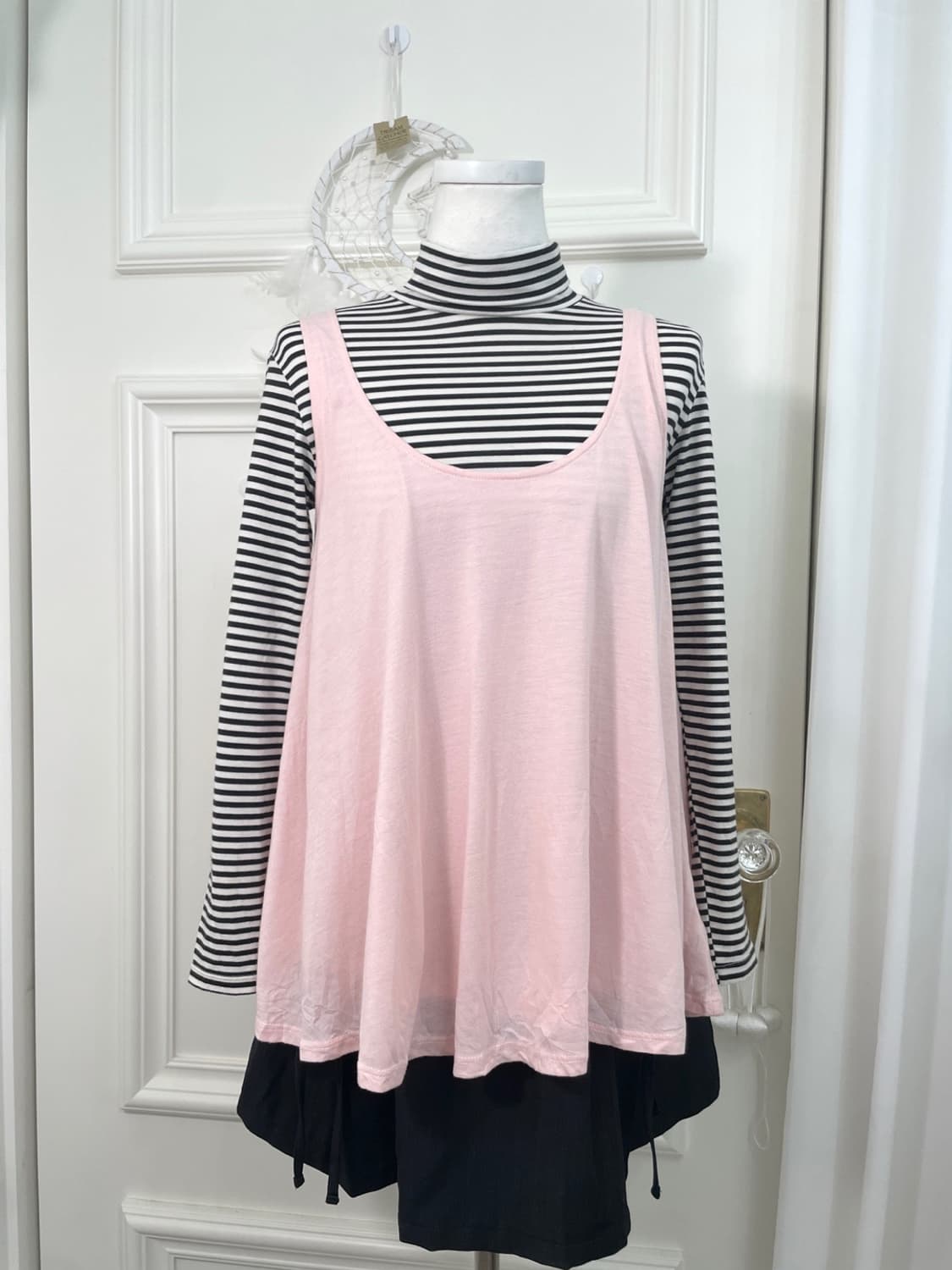 stripe basic span turtle-neck top&pink b 상품이미지5