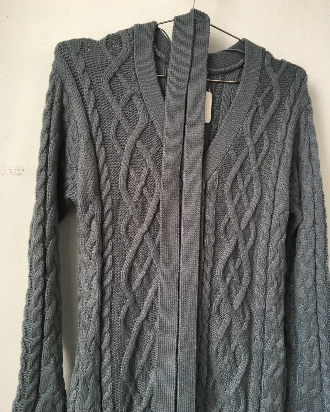 Belted cable pattern knit cardigan 상품이미지4