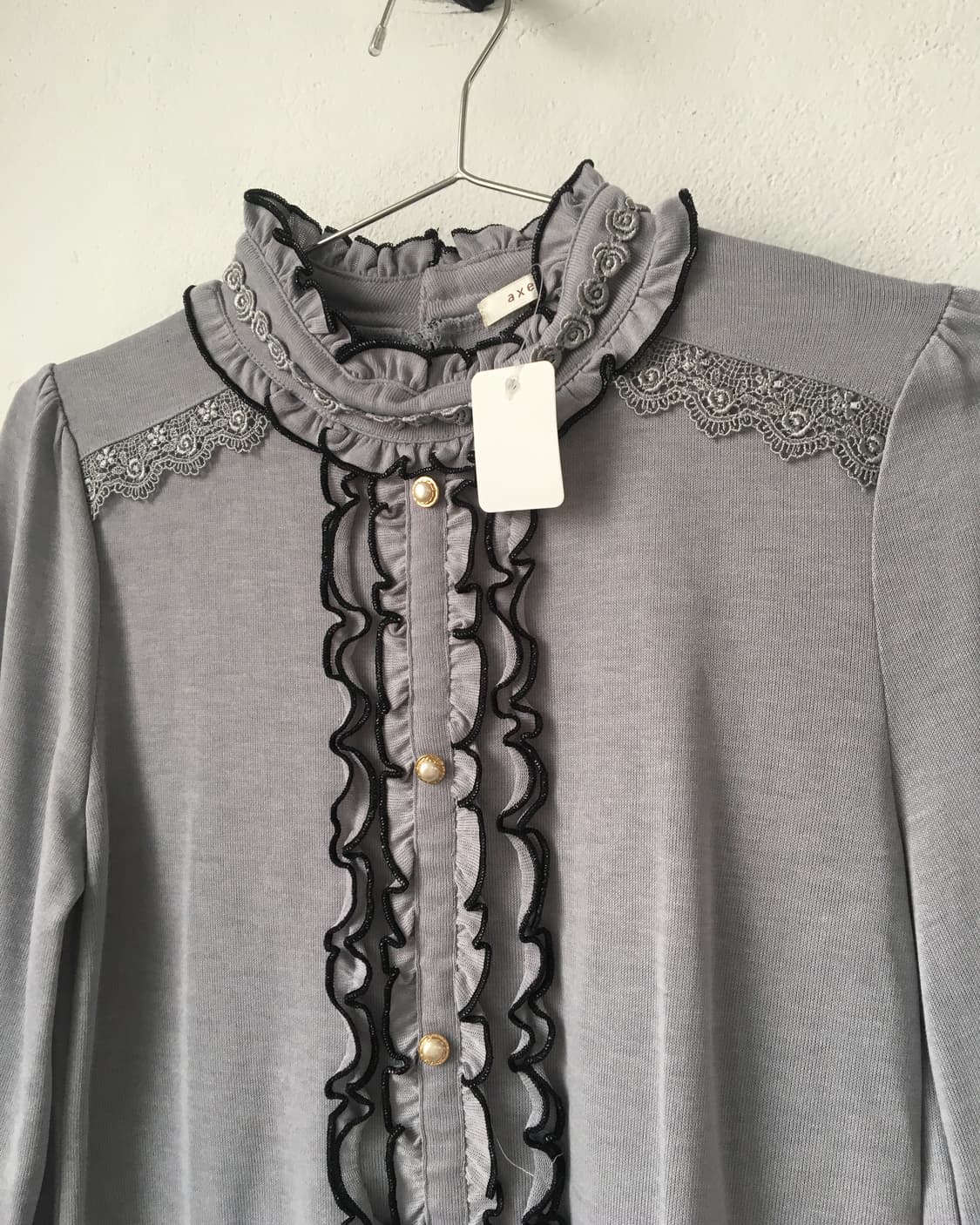 Axes femme high neck lace sleeve 상품이미지5