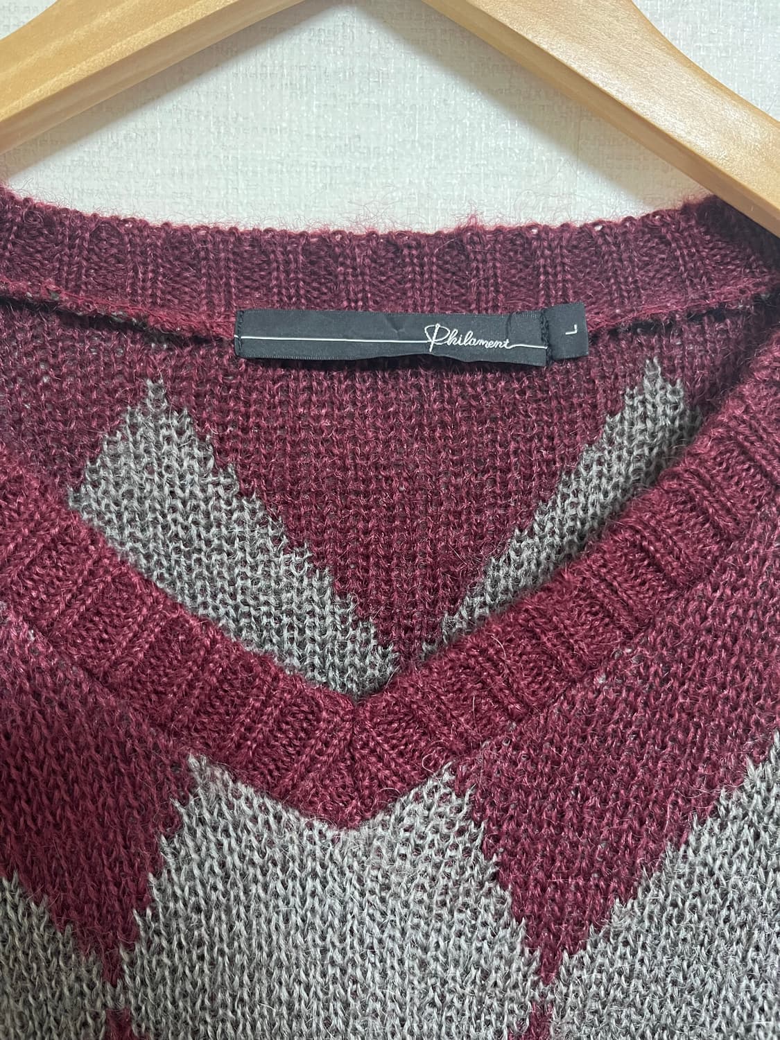 빈티지 아가일 브이넥 니트 상품이미지2