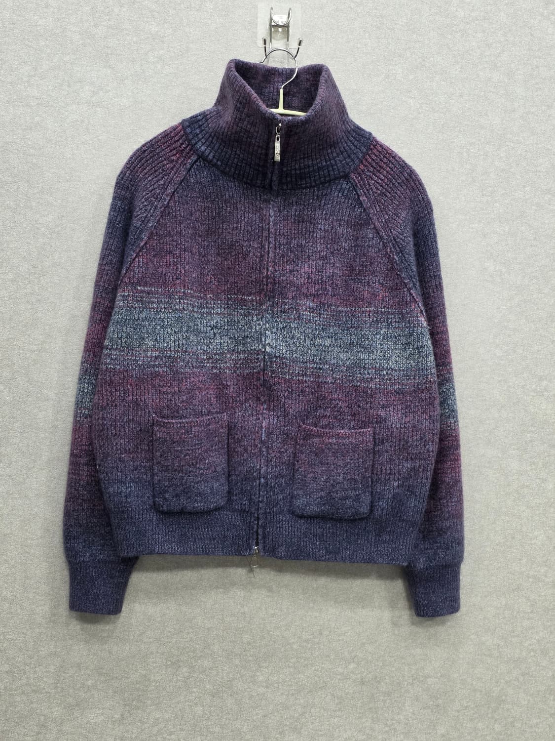 믹스 그라데이션 집업 니트 가디건 상품이미지1