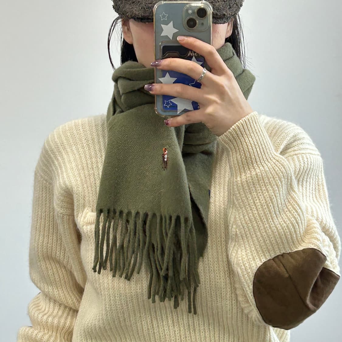 Polo 폴로 멀티포니 카키 목도리 상품이미지1