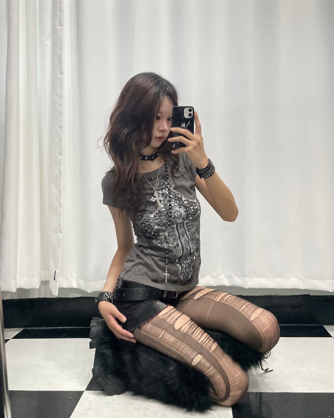 🎸그레이 크로스 프린팅 티셔츠🎸 상품이미지1
