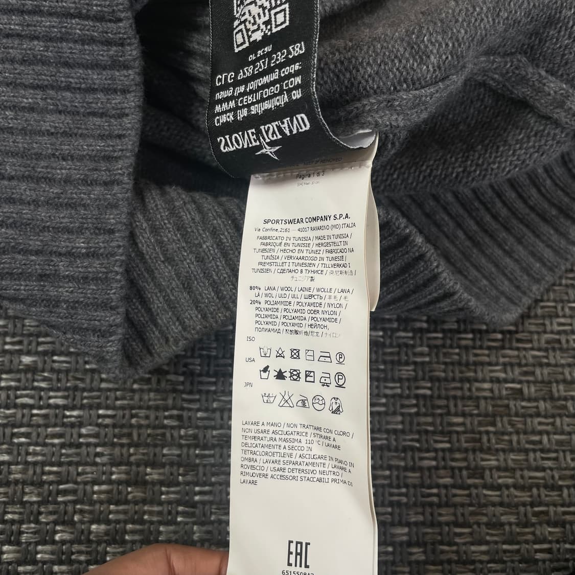 스톤아일랜드 그레이 버튼 하이넥 니트 맨투맨 L 상품이미지8