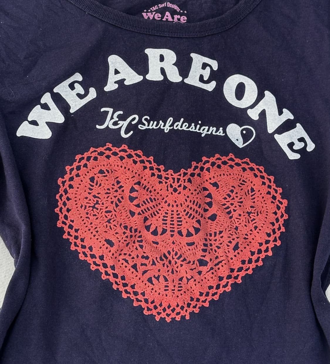 we Are one 하트 네이비 데코라 반팔 티셔츠 그런지 히피 빈티지 상품이미지4