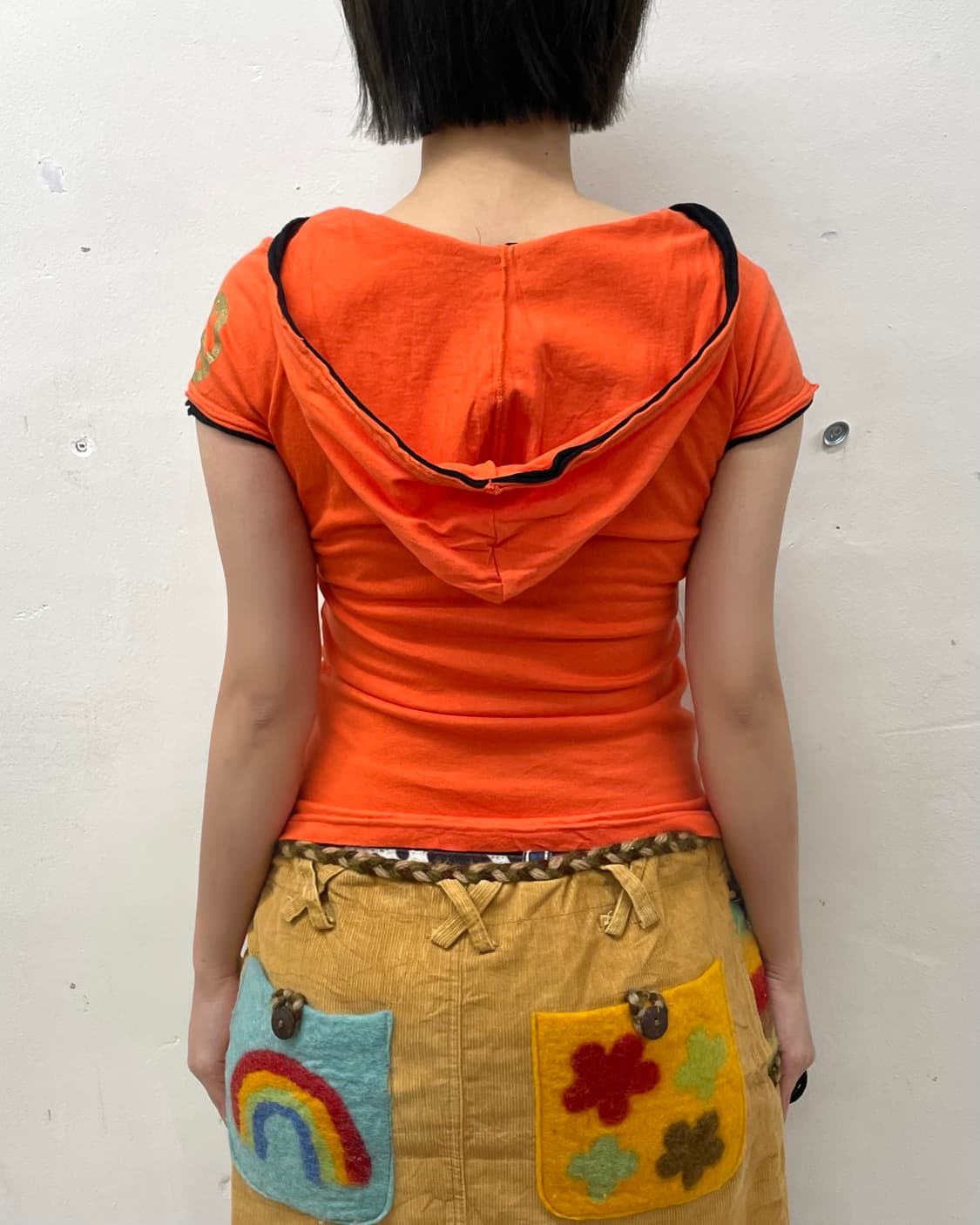 Rainbow orange glossy hooded T-shirt 상품이미지3