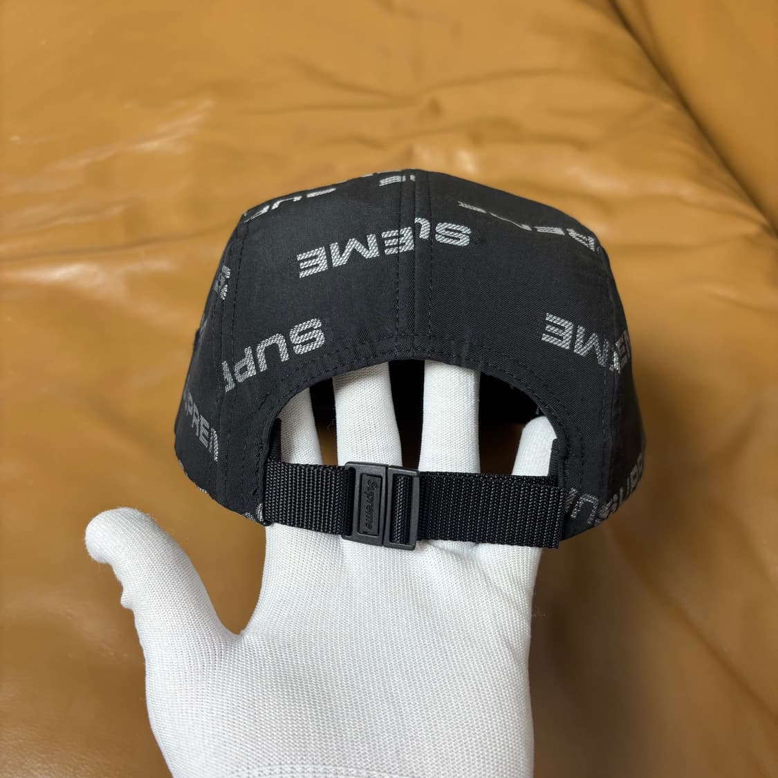 슈프림 캠프캡 모자 박스로고 자카드 로고 블랙 상품이미지6