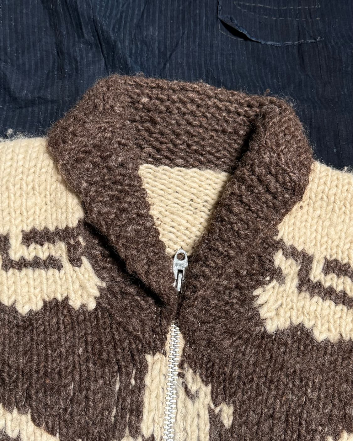 초기 60s 빈티지 썬더버드 패턴 핸드니트 코위찬 스웨터 105 상품이미지2