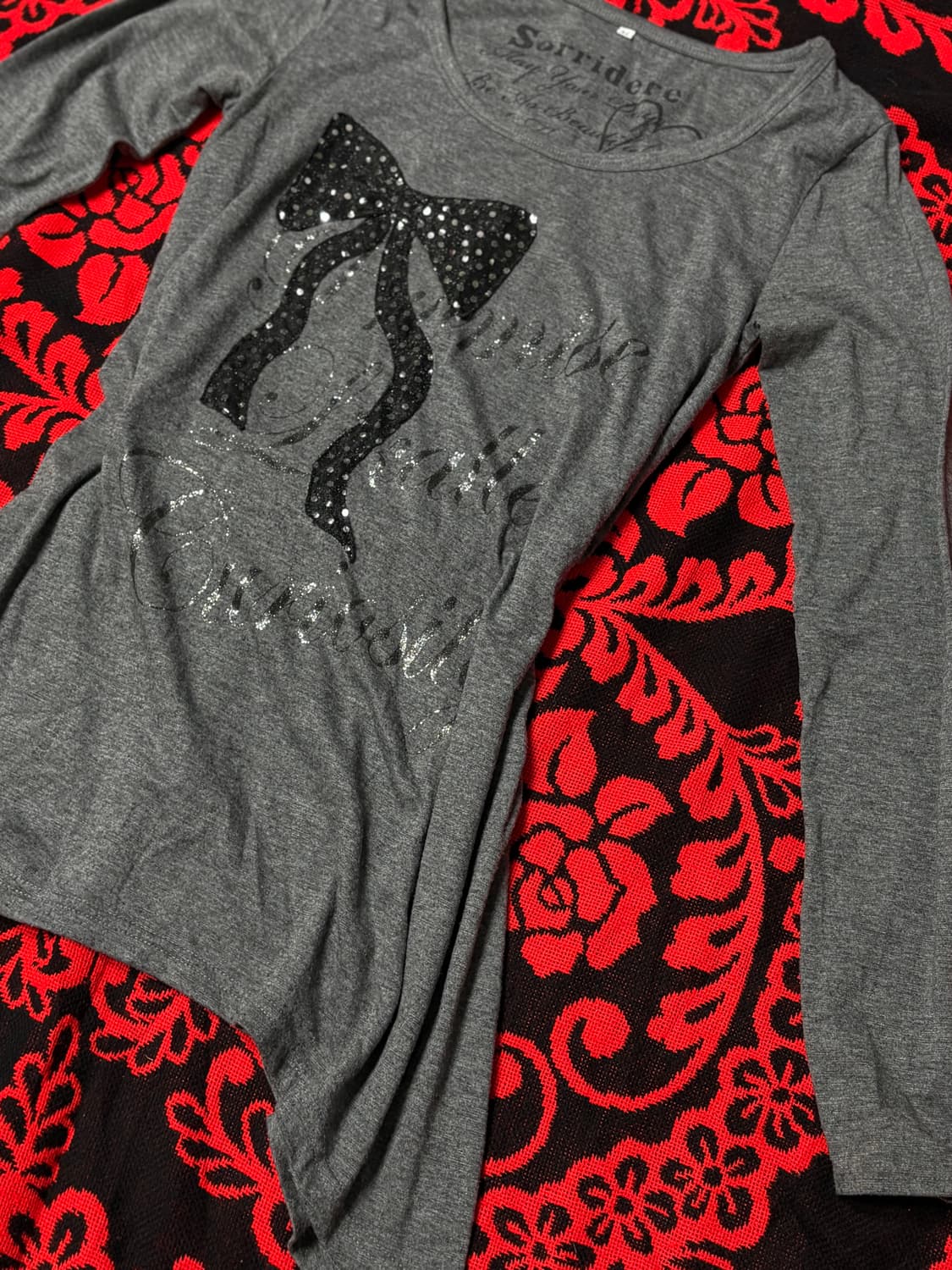 Y2K rock punk linestone long sleeve 상품이미지4