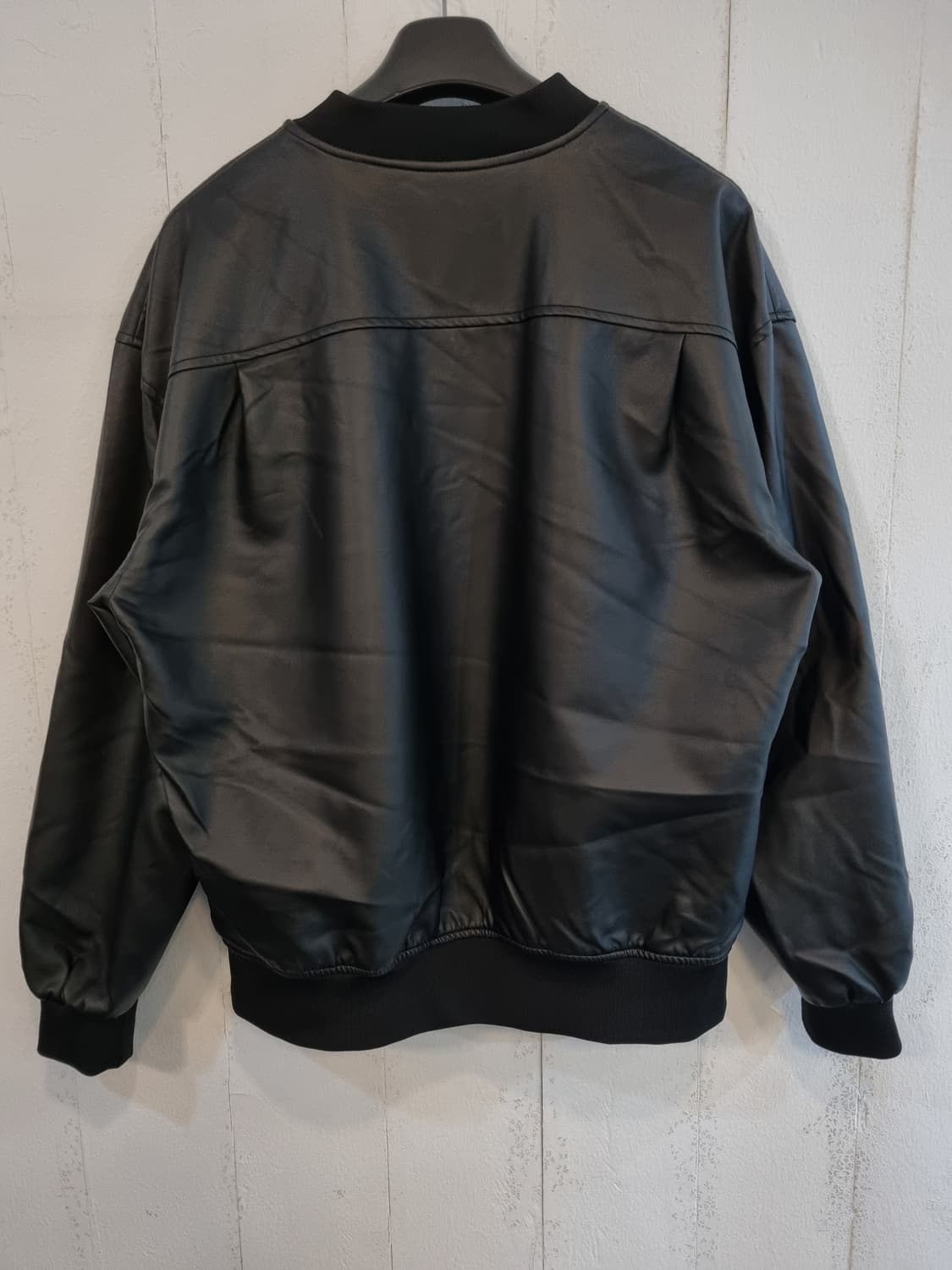 NEVER 블랙 레더 봄버 자켓 105 상품이미지7