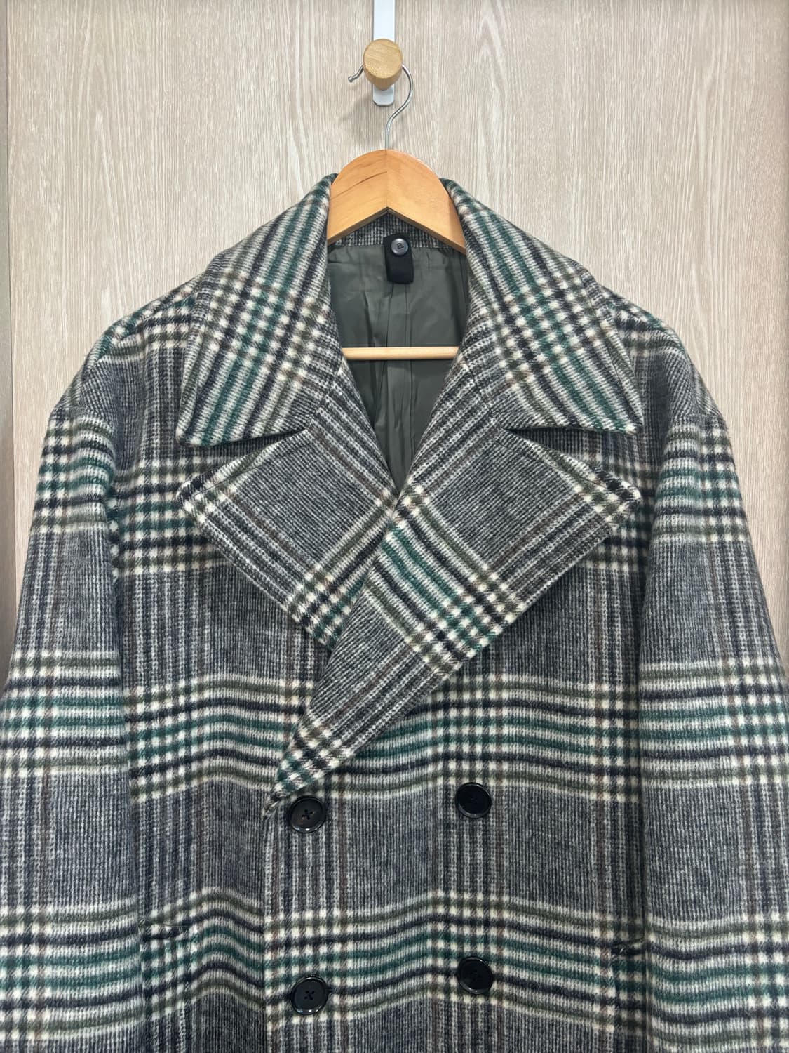 알레그리 울블렌드 더블 체크 롱코트50/105 상품이미지2