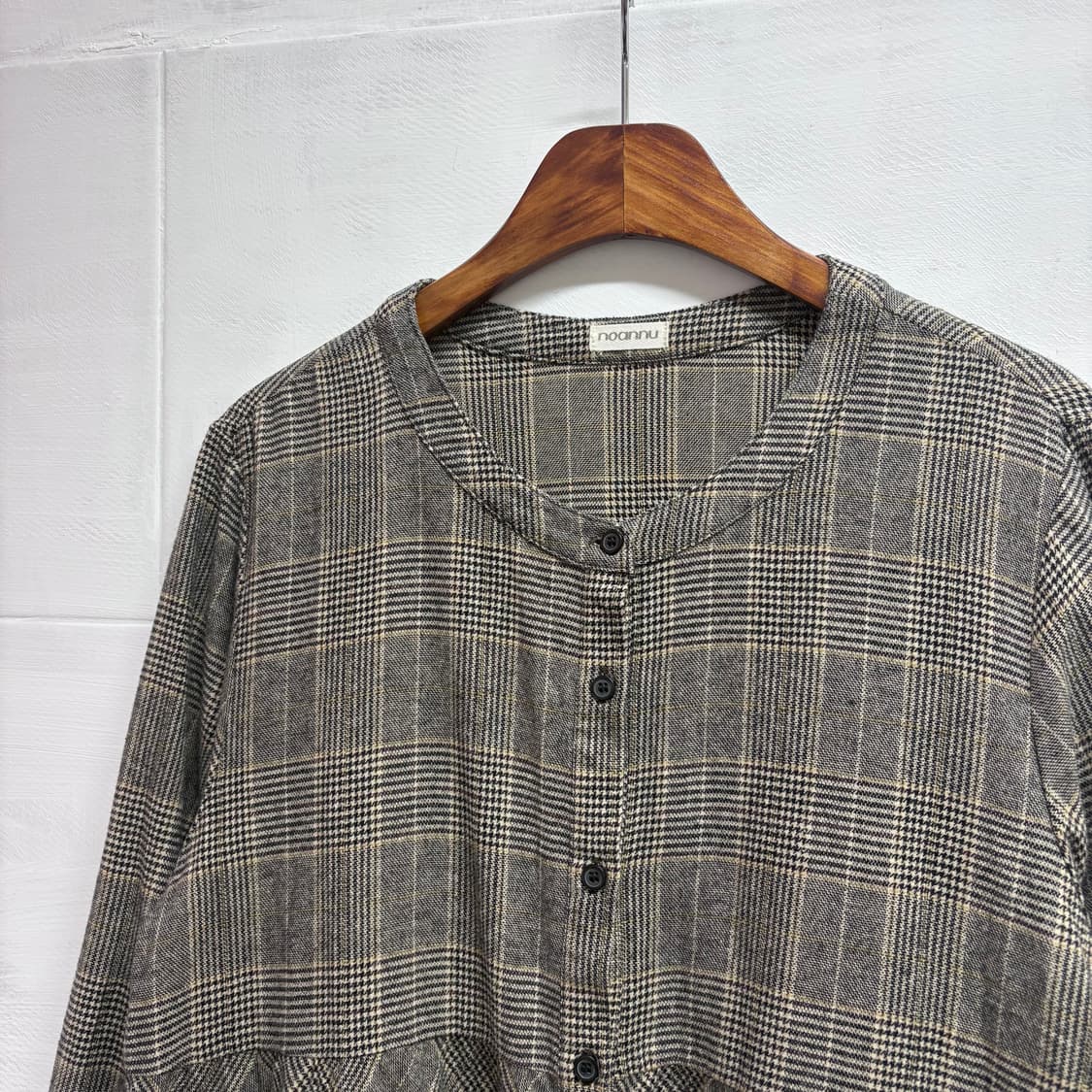 noannu 코튼 캉캉 모리걸 체크 블라우스 미니원피스  상품이미지2