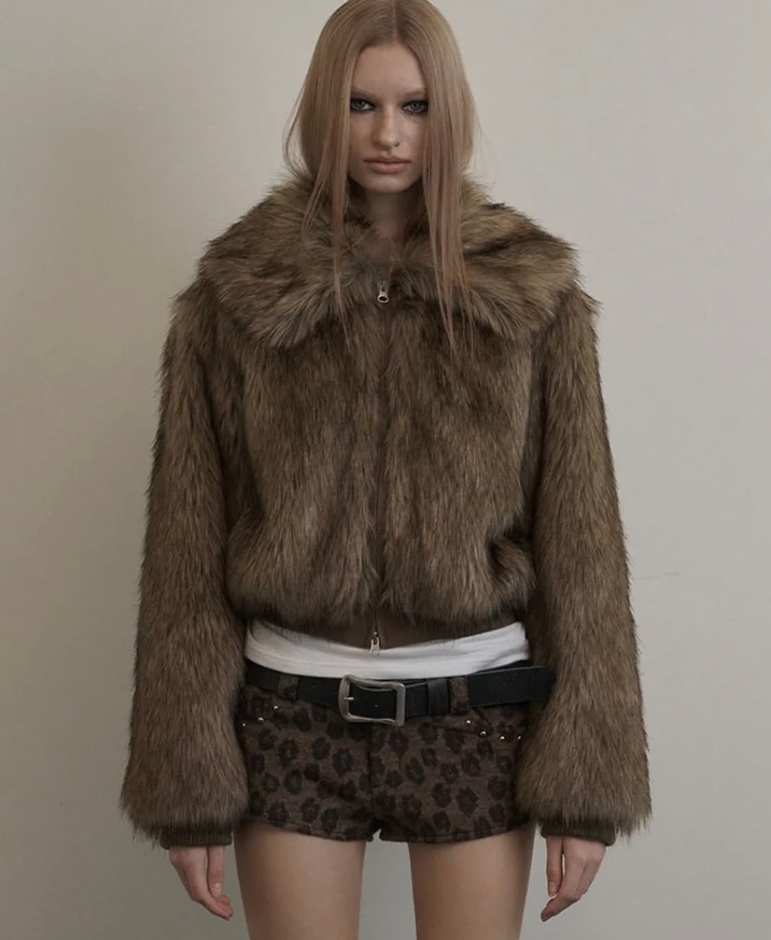 셋업이엑스이 퍼자켓 FUR SHORT JACKET BEIGE 상품이미지1