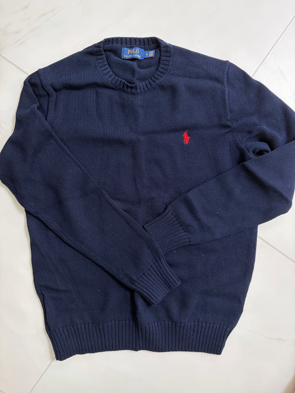 폴로 랄프로렌 코튼 니트 스웨터 네이비 상품이미지1