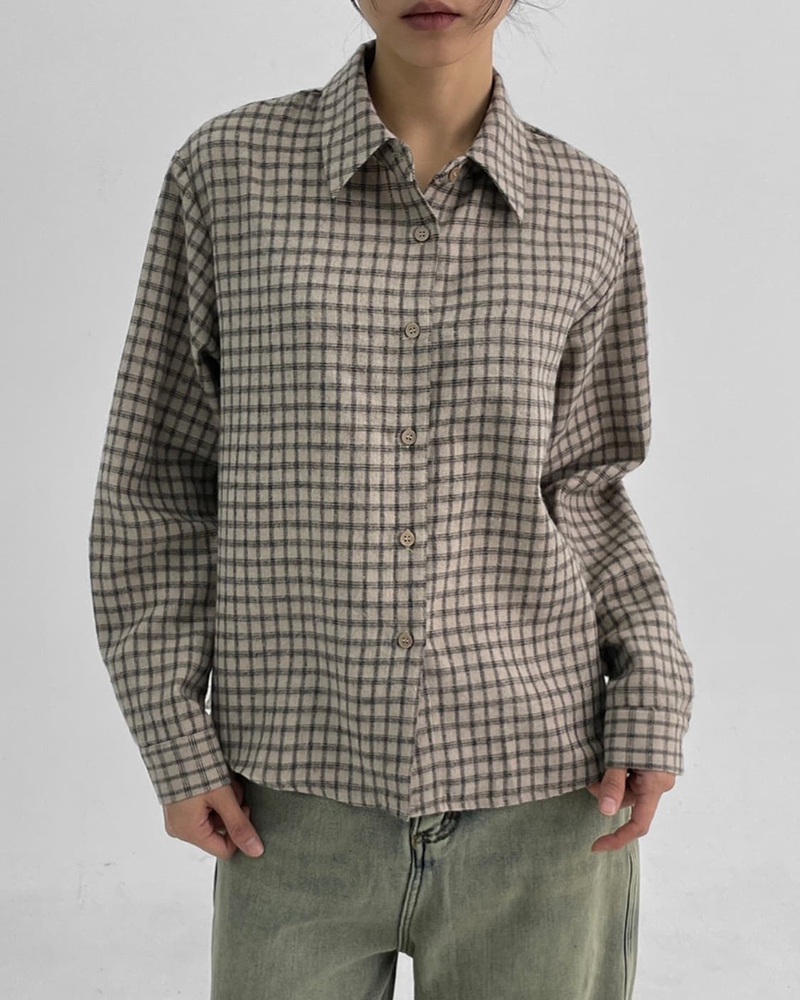 블랙업 |  피치 기모 체크 셔츠 상품이미지1