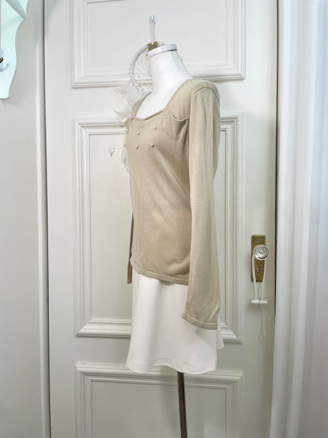 ivory waist leather point midi basic ski 상품이미지7