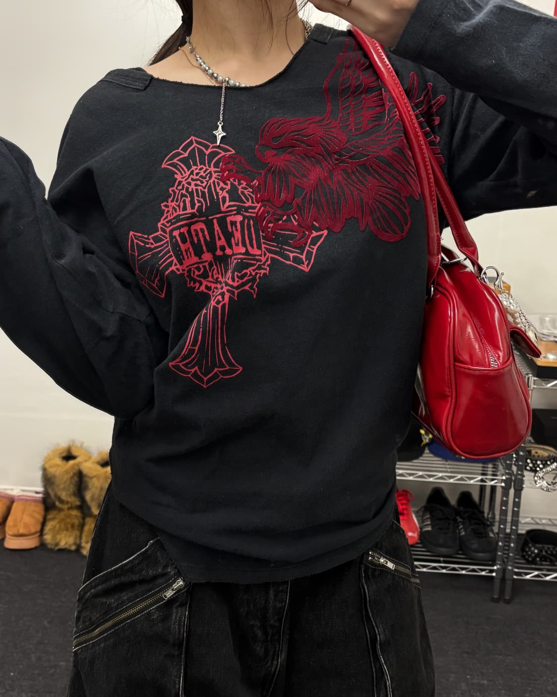 올드 빈티지 브이넥 언밸런스 쭉티 상품이미지1