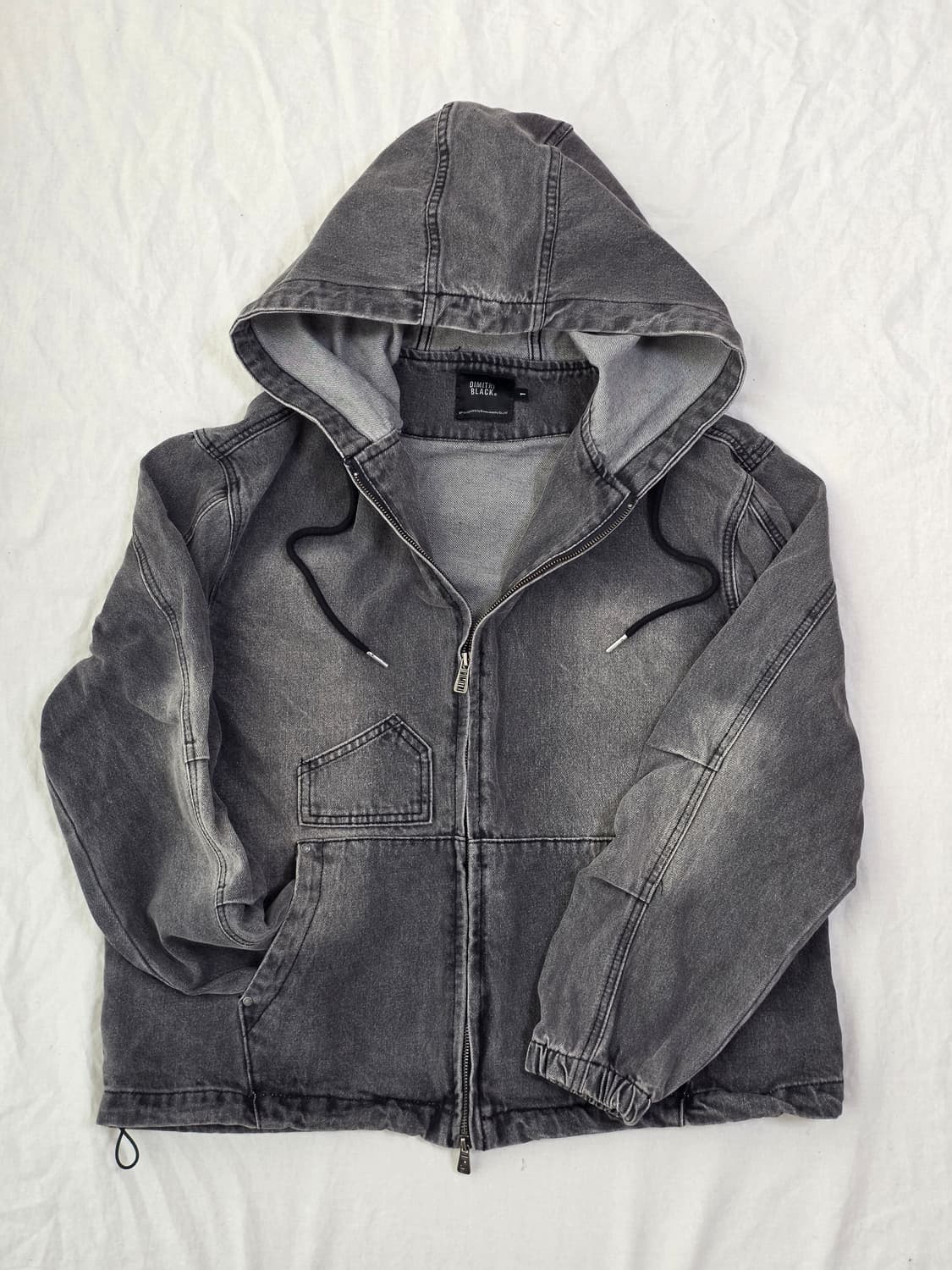 디미트리블랙 워싱 데님 후드 집업 자켓 상품이미지1