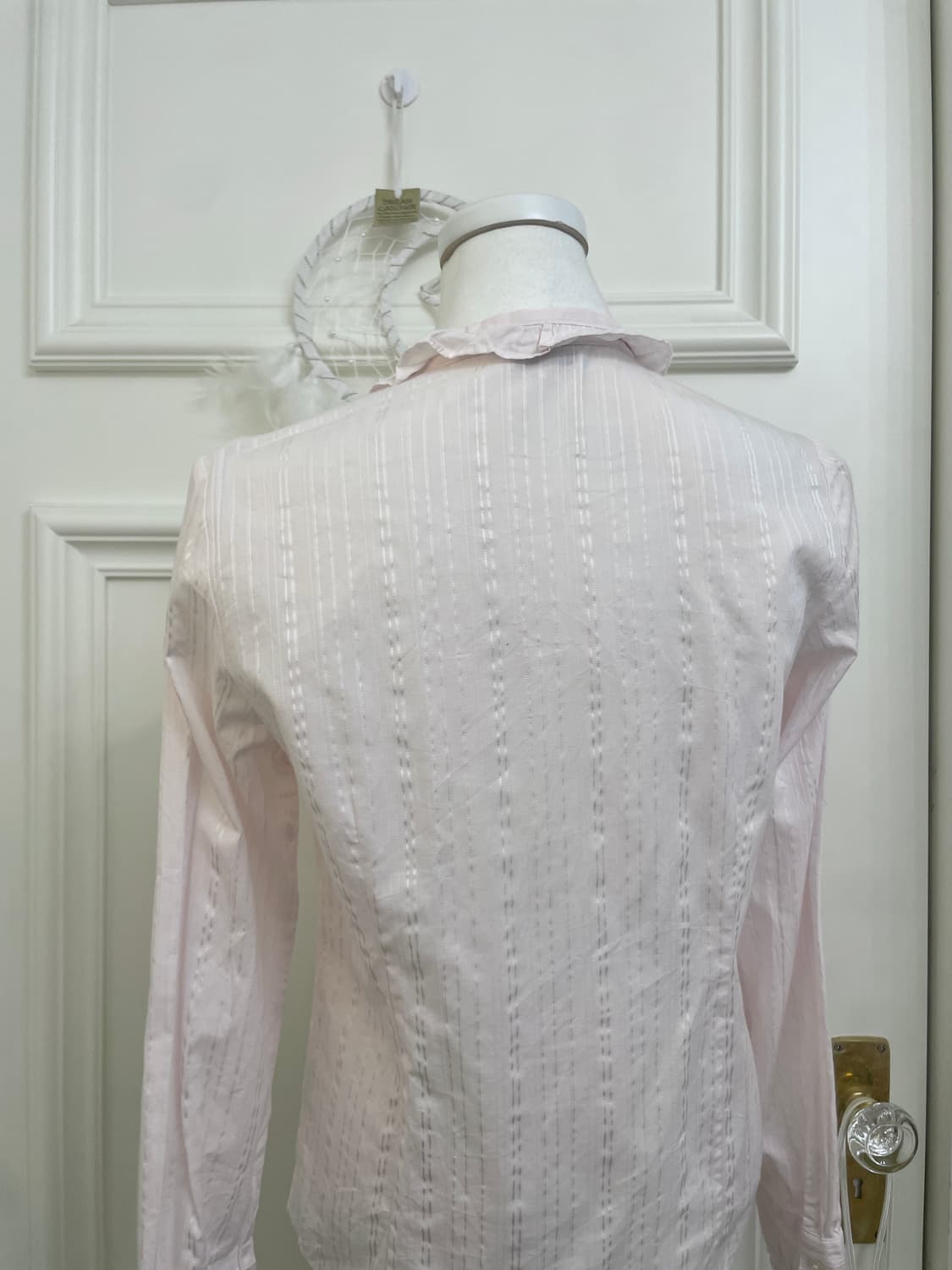 pink ruffle collar cute shirt(size-M) 상품이미지4