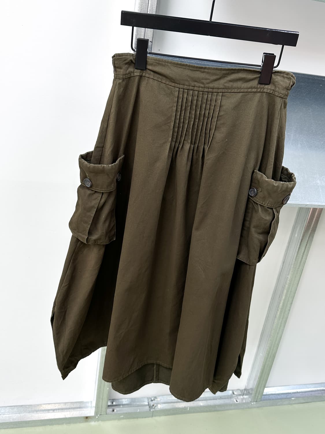 khaki cotton side pocket long skirt 상품이미지5