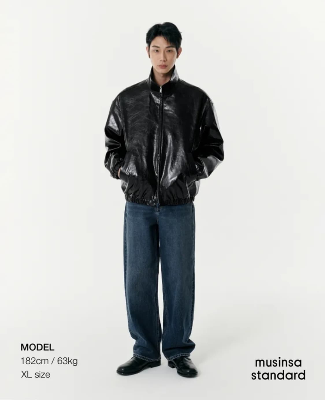 무신사스탠다드 24Fw 신세틱 레더 하이넥 트랙자켓 L size 상품이미지5