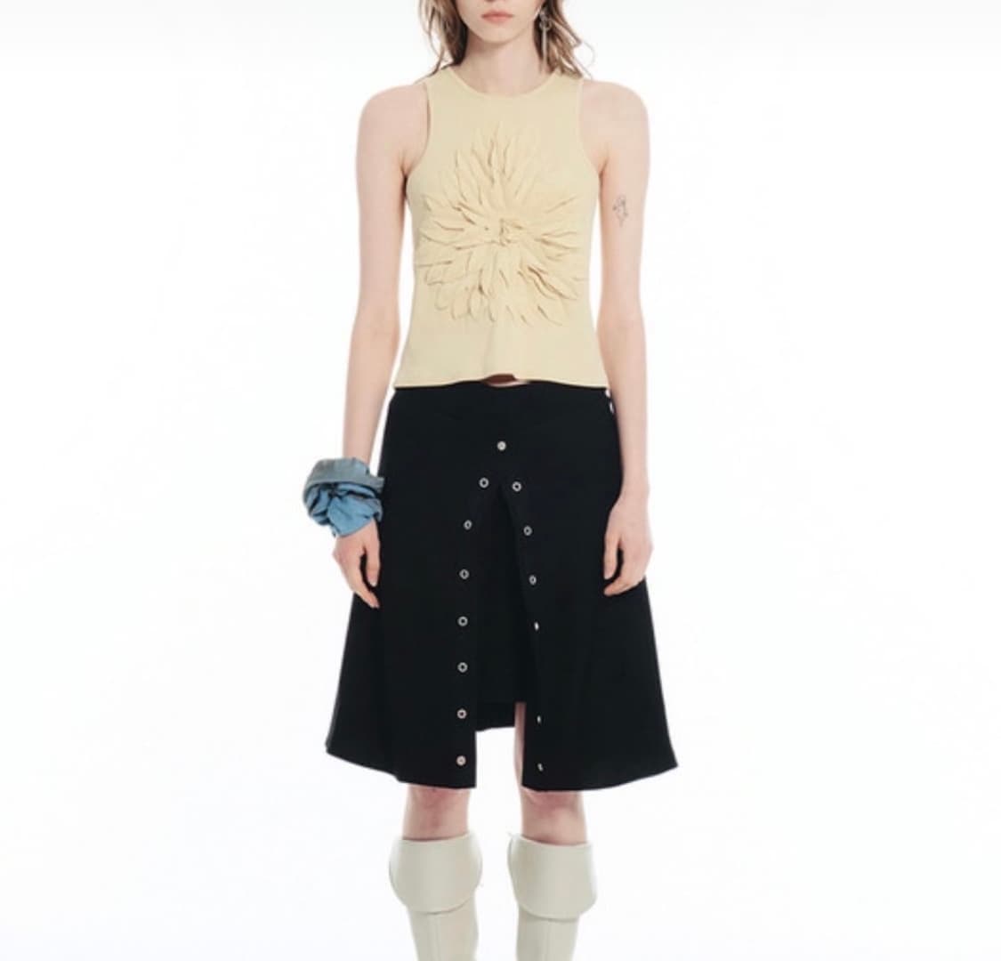 세릭 오픈 스냅 버튼 스커트 블랙 치마 상품이미지1