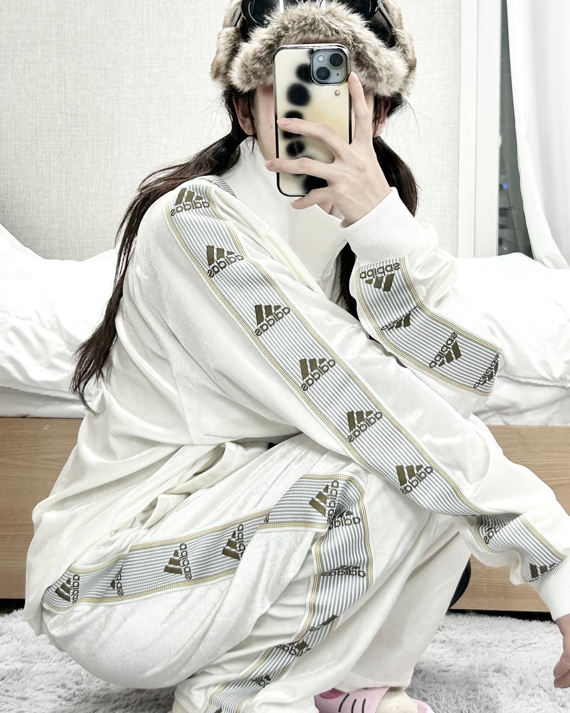 아디다스 JAPAN 크림 벨루어 셋업 상품이미지1