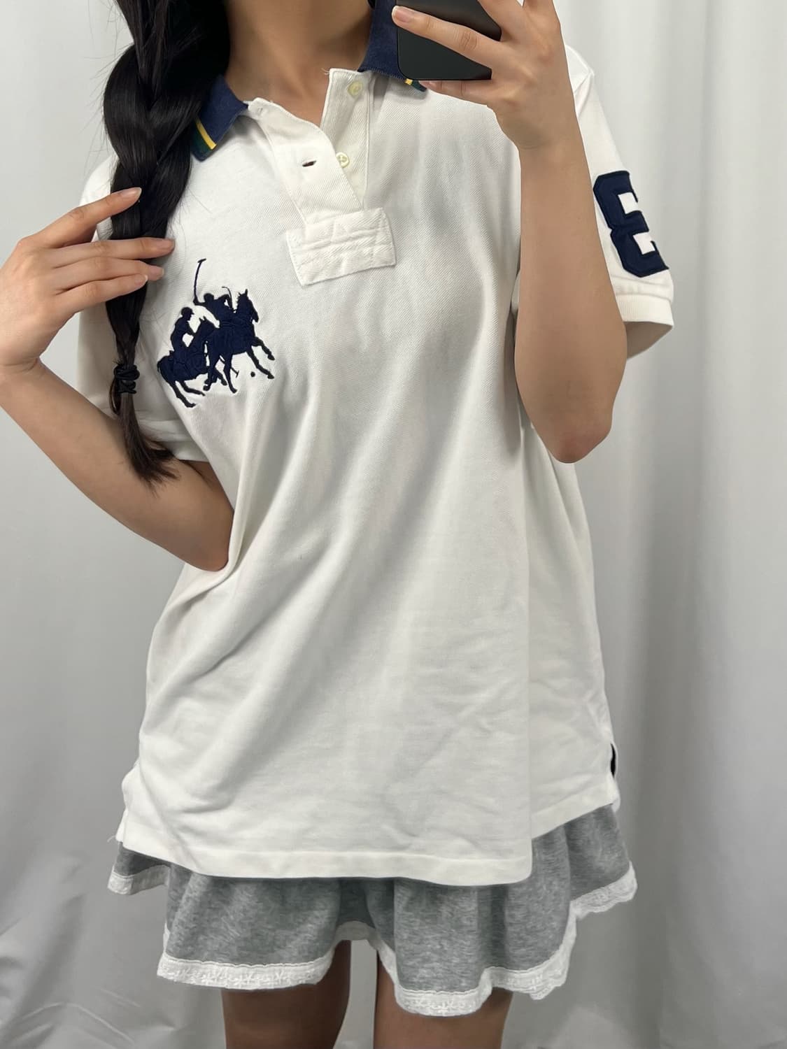 폴로 더블 빅포니 화이트 반팔 럭비 카라티 상품이미지1