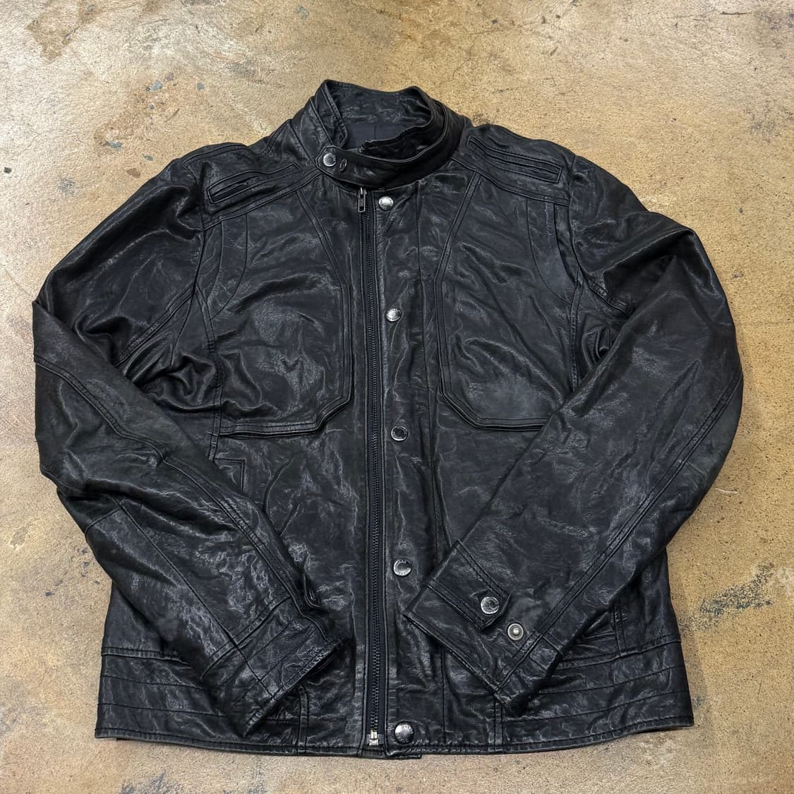 [정품/M] 게스 블랙 레더 라이더 자켓 가죽자켓 b10 상품이미지2