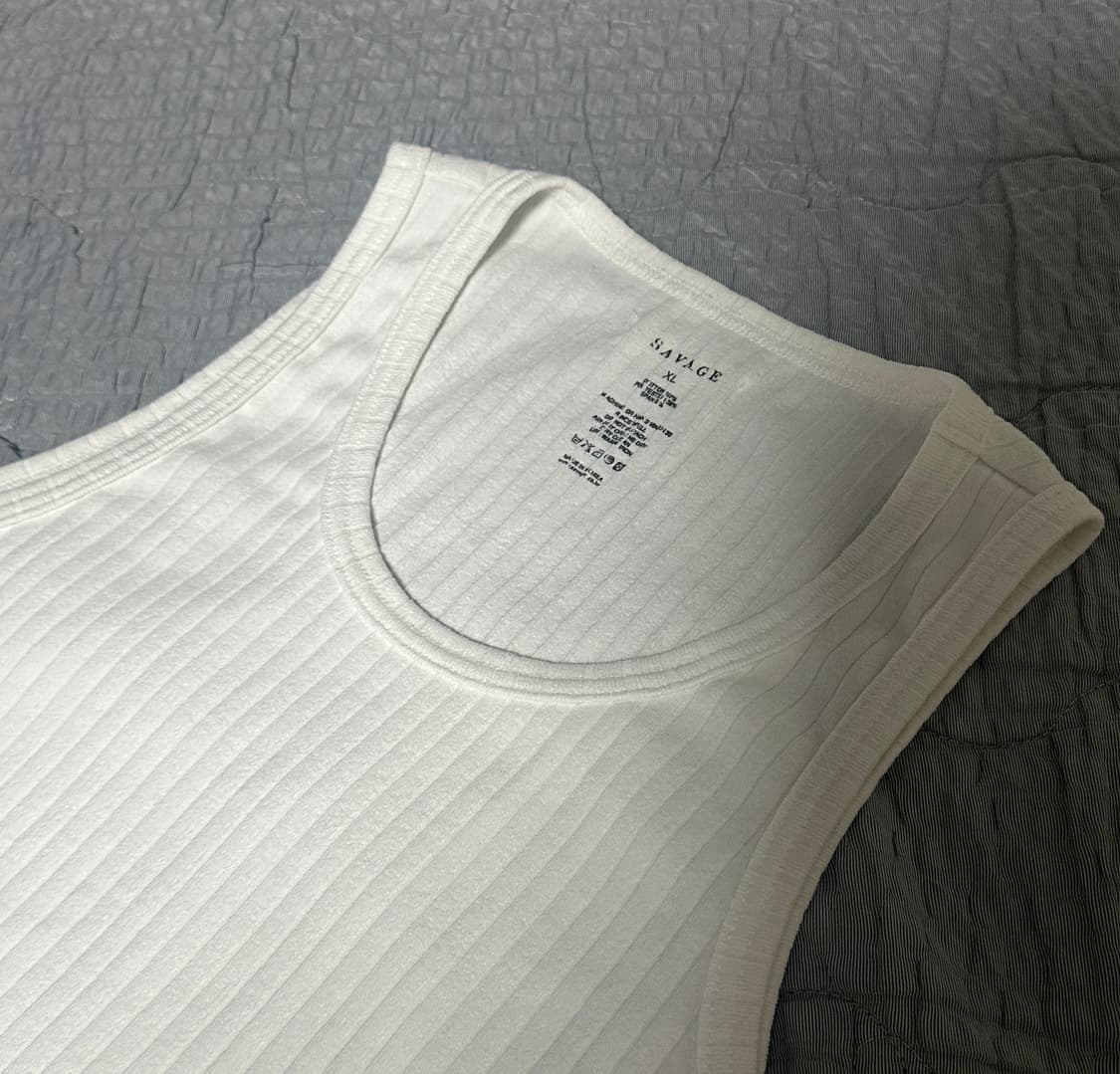 세비지 슬리브리스 골지 티셔츠 상품이미지5