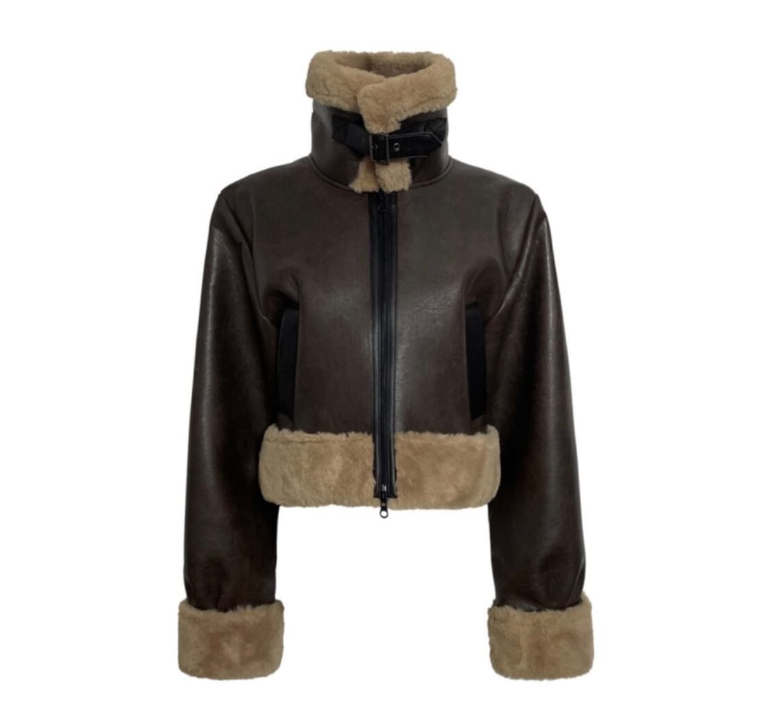 보헤미안서울 하이넥 무스탕 브라운 상품이미지1