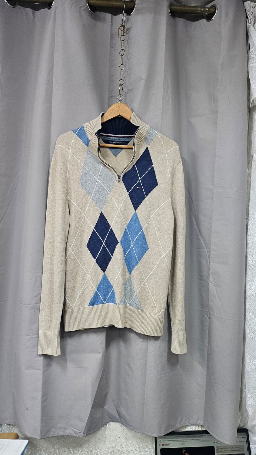 타미힐피거 면 니트 반집업 상품이미지1