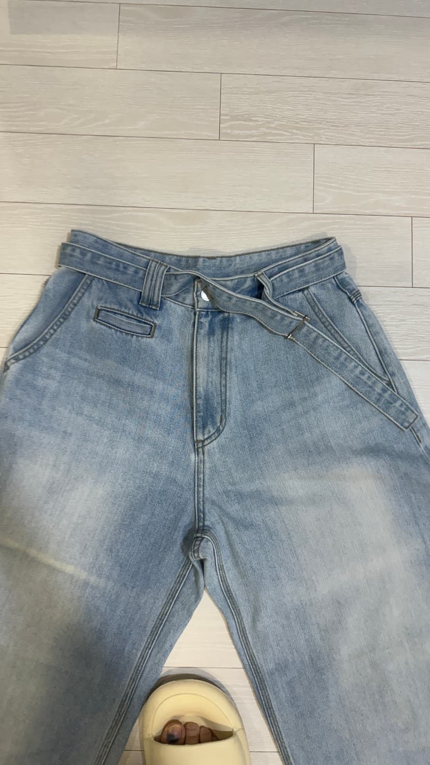 노운 벨티드 와이드 데님팬츠 상품이미지2