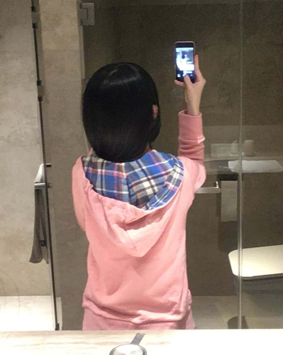 클로버패치 핑크블루 타탄체크 후드티 모리걸 갸루 상품이미지5