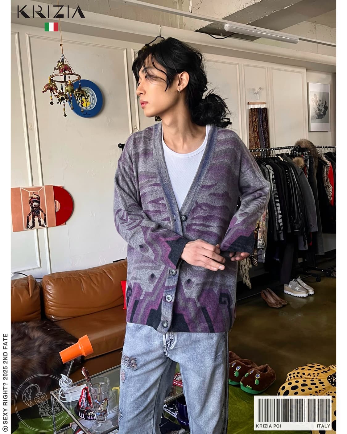 1990s KRIZIA Poi Itlay Angora Cardigan 상품이미지1