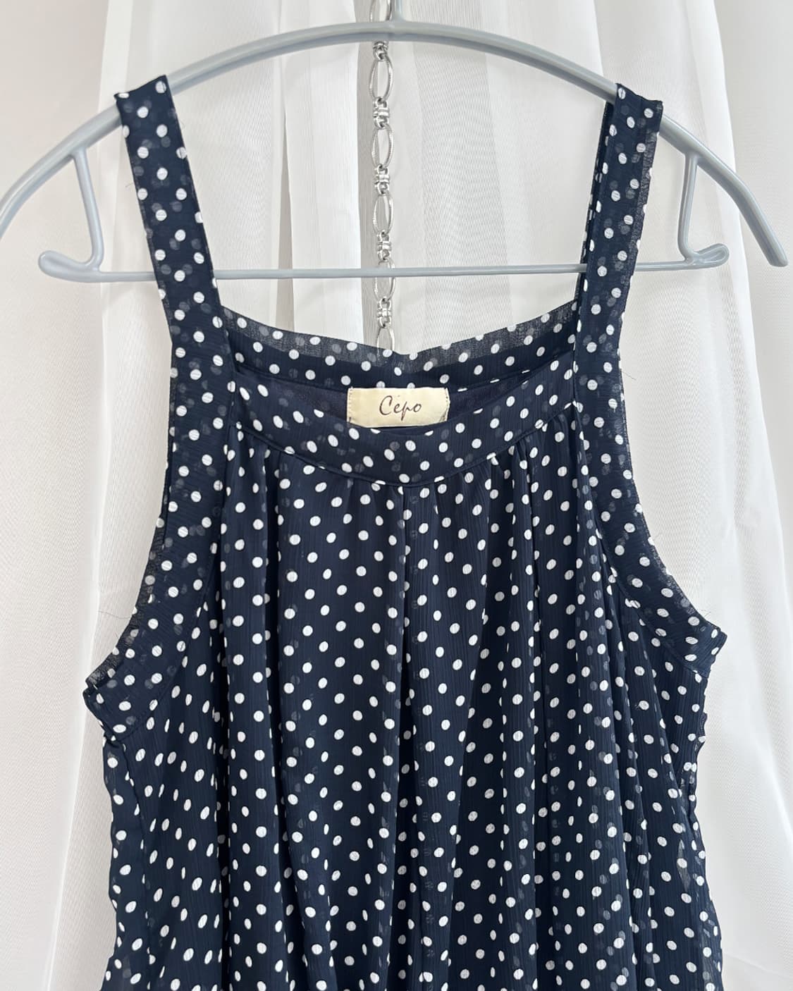 navy polka dot folding sleeveless 상품이미지4