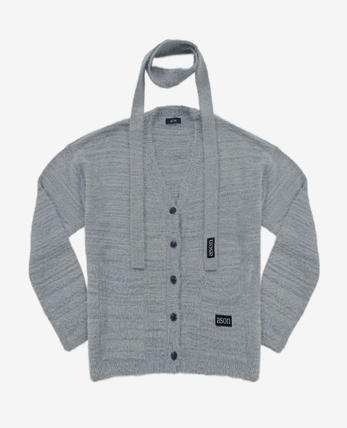 애즈온 luca tie cardigan grey 상품이미지2