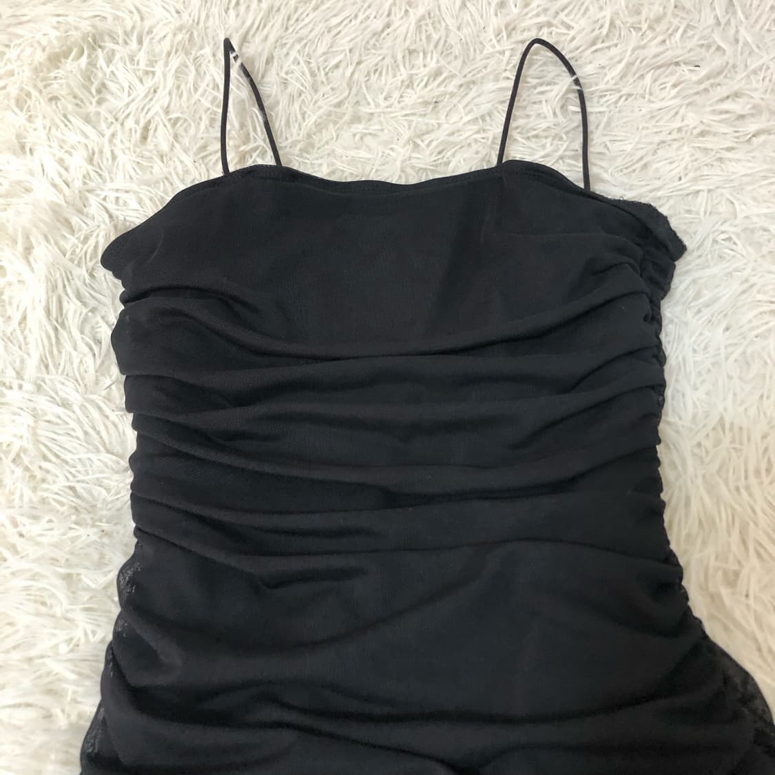 빈티지 셔링 블랙 미니원피스 상품이미지2