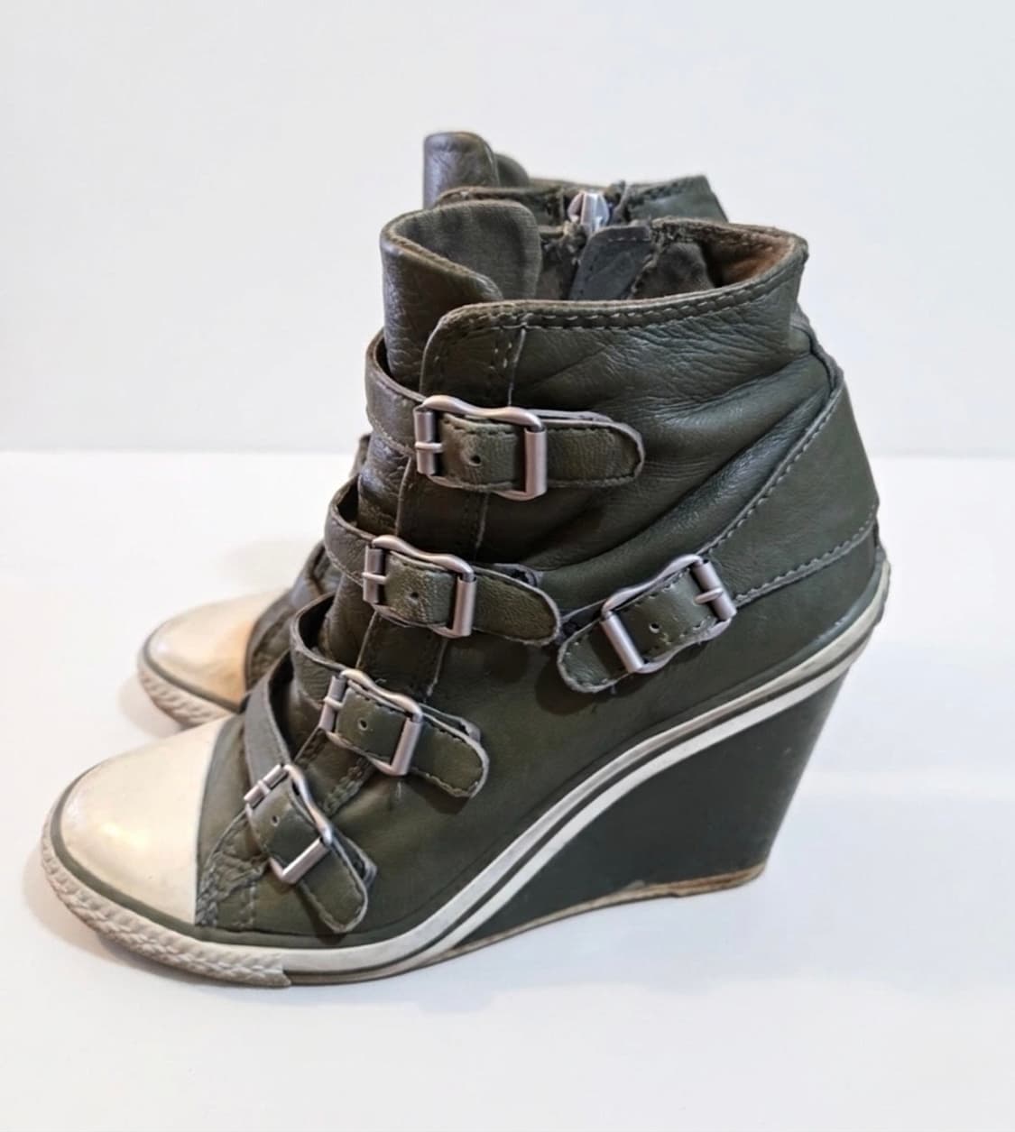 아쉬 웨지힐 스니커즈 올리브 그린 상품이미지1