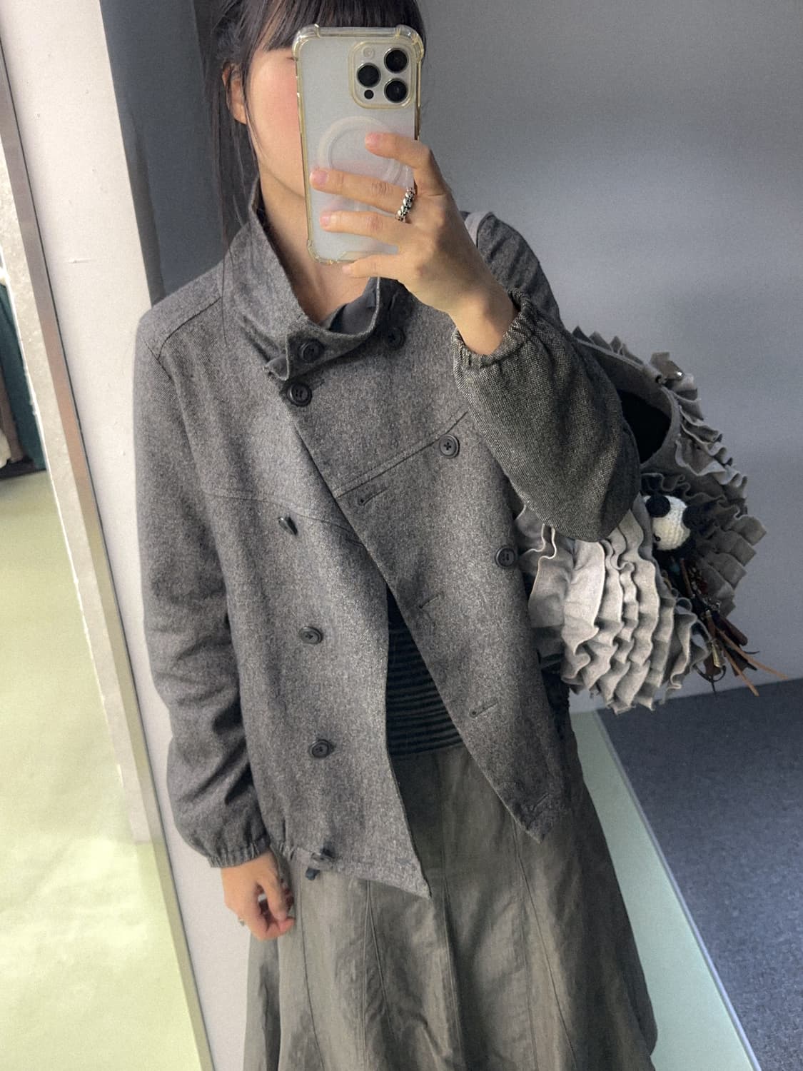 charcoal cowl neck jacket 상품이미지2