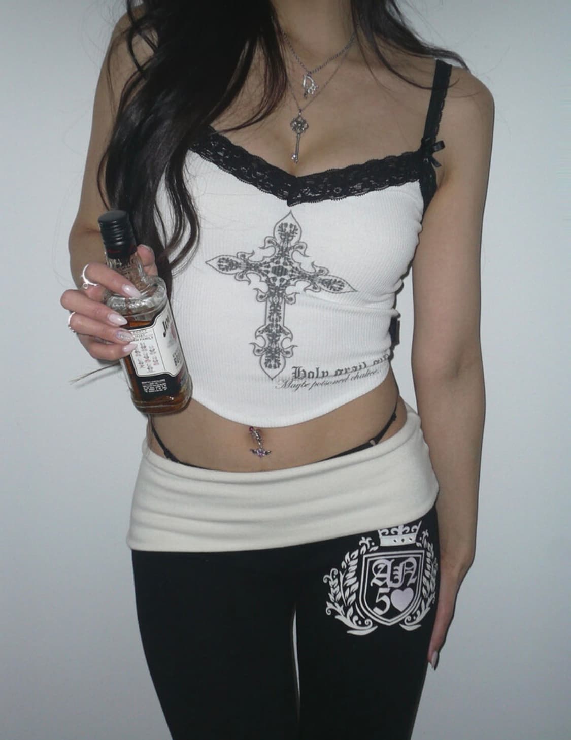 엔젤넘버555 부츠컷 폴디드 팬츠 블랙 상품이미지2