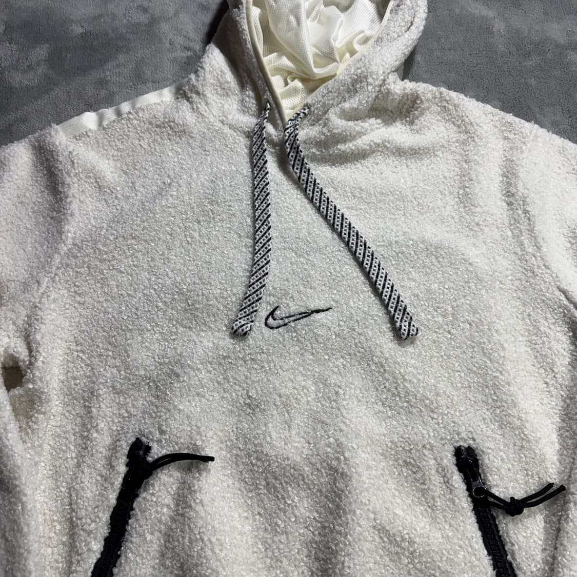 나이키 뽀글이 후드티 아이보리 상품이미지2
