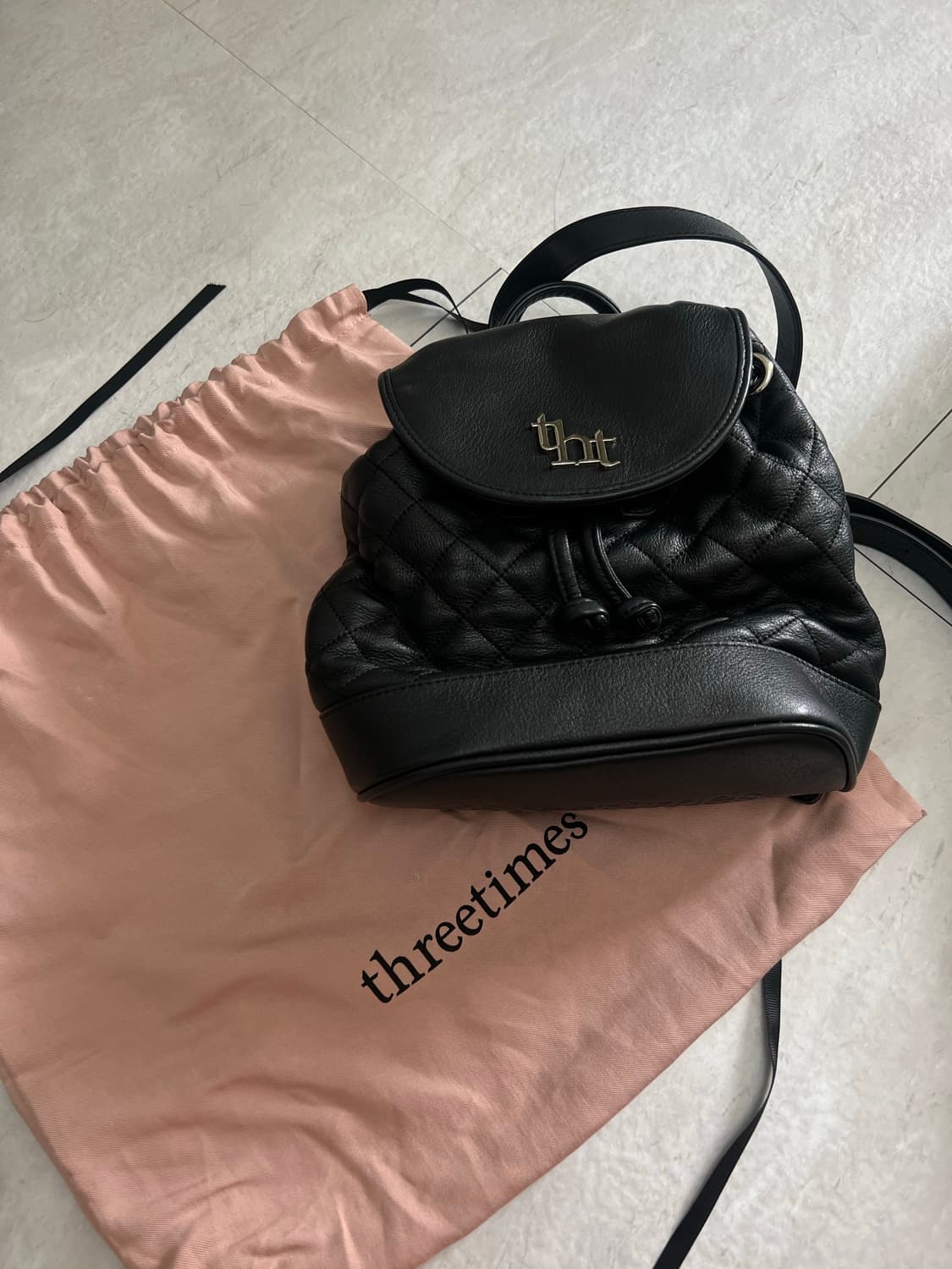 쓰리타임즈 아콘 퀼티드 백팩(블랙) 상품이미지5