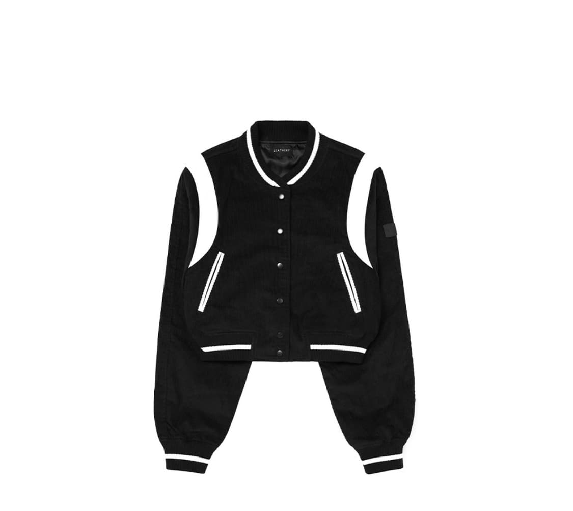 레더리 크롭 바시티 자켓 상품이미지1